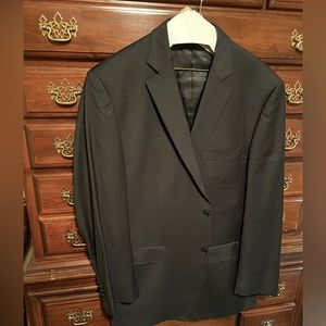 Classic men’s black wool suit. Pronto Uomo jacket size 46 long, pants 41 waist